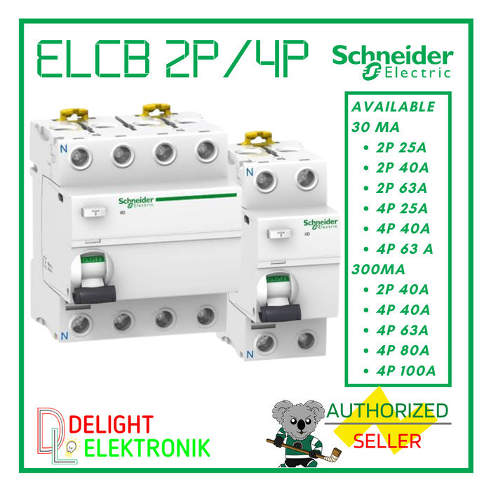 Jual ELCB RCCB SCHNEIDER ACTI9 2P/4P LENGKAP ORIGINAL 25A,40A,63A,80A ...
