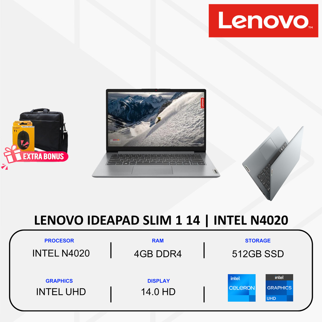 Jual Laptop Lenovo Ideapad Slim 1i Intel N4020 Ram 4gb Ssd 512gb 14 Inch Win11 Home Original