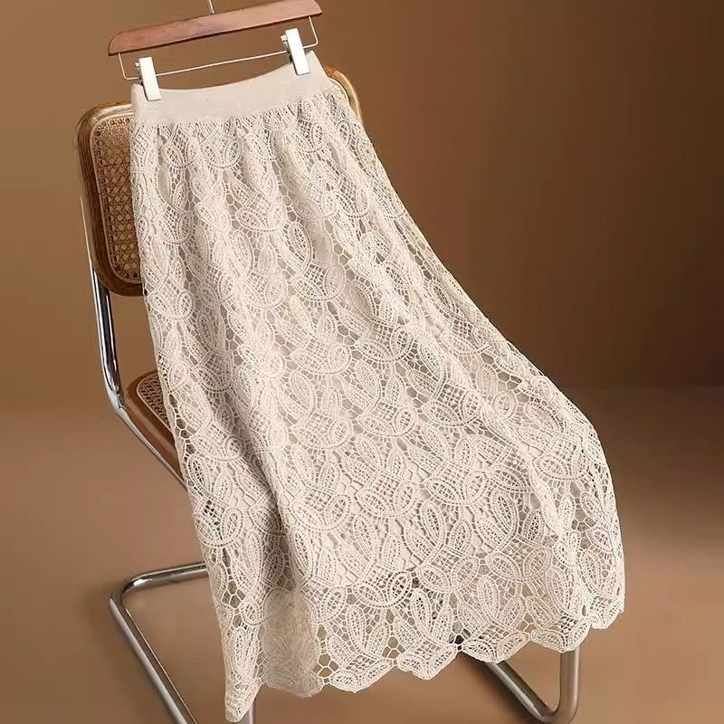 Jual Gaun Rok Wanita, Bawahan Renda Berlubang Pinggang Tinggi ...