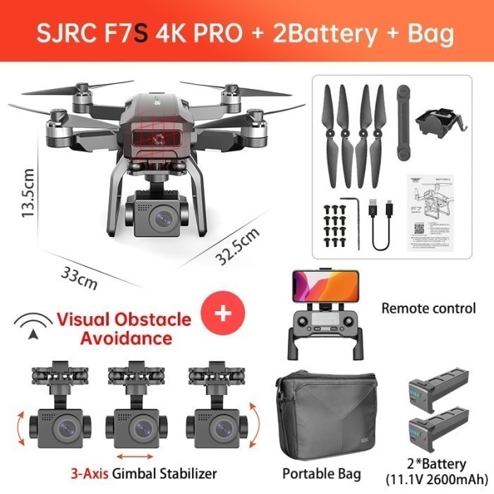 Jual SJRC F7S Drone GPS 5G 4K 3 Axis Gimbal Sensor Anti Tabrak | Shopee ...