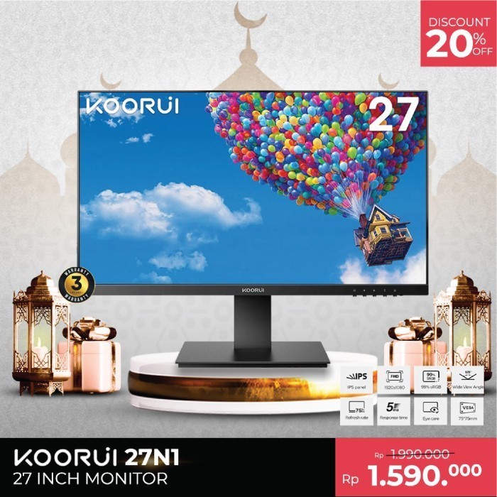 Jual Koorui 27-Inch Fhd Display 1920X1080P Ips 75Hz Vga Monitor 27N1 ...