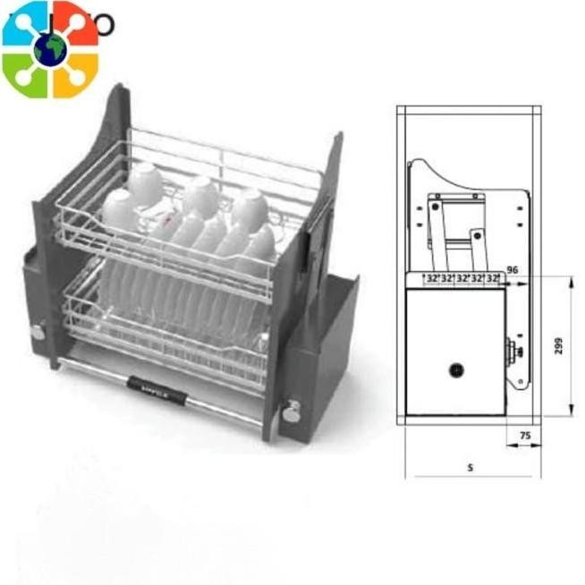 Jual Ef Hafele Pull Down Dish Rack Lento - Rak Tarik Piring Dapur ...