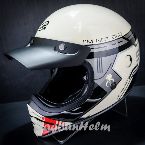 Jual JPX HELM JP SIGNATURE SG11 TRAPPER - WHITE CERAM- RETRO CLASSIC ...