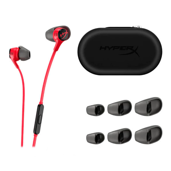 HyperX Earbuds Gaming Cloud II - Red Wired Noise Cancelling Stereo Bass Android iOS Non Bluetooth Non Wireless Led RGB