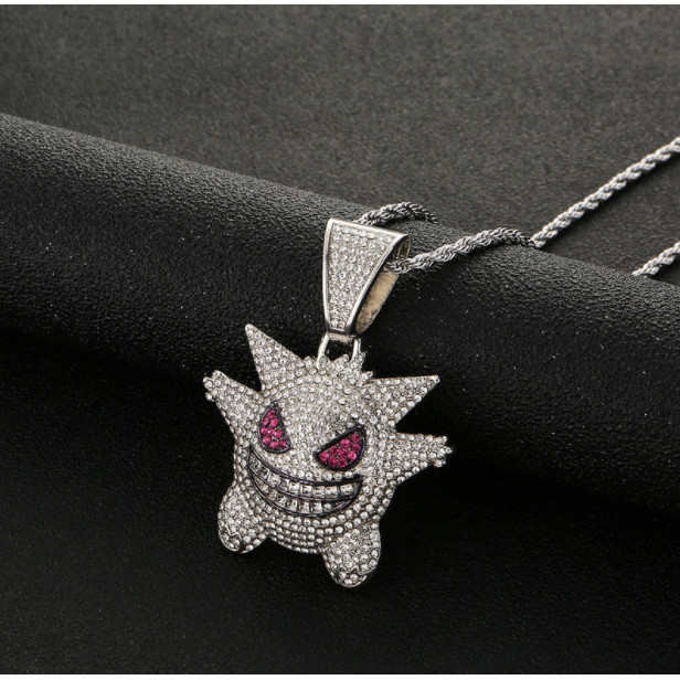 Jual Full Diamond Gengar Hip Hop Cuban Link Chain Men's European