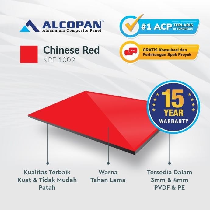Jual ACP aluminium composite panel Alcopan Chinese Red PE 3mm | Shopee ...