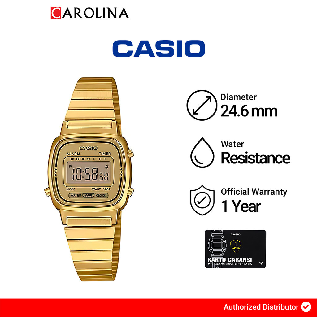Jam Tangan Wanita Casio LA670WGA-9D Gold Stainless Steel Strap