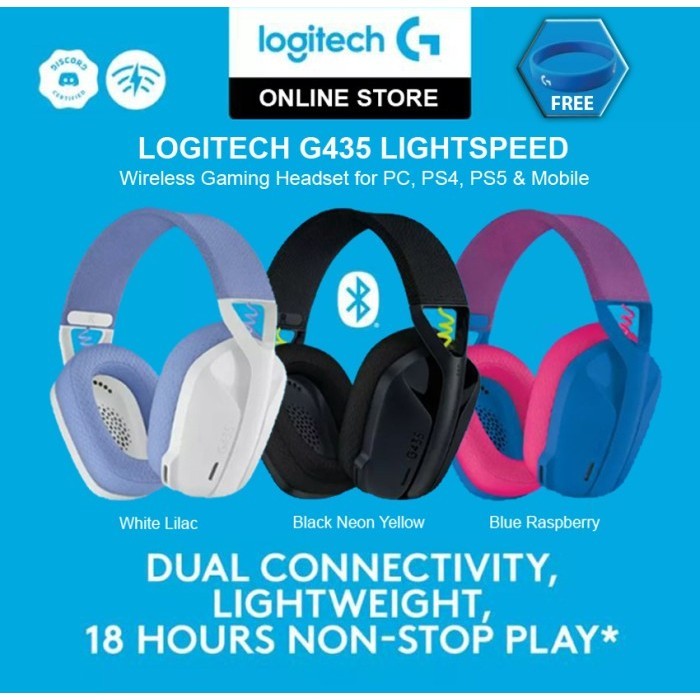 Jual Rtg LOGITECH G435 Lightspeed Wireless Gaming Headset for PC,PS4 ...