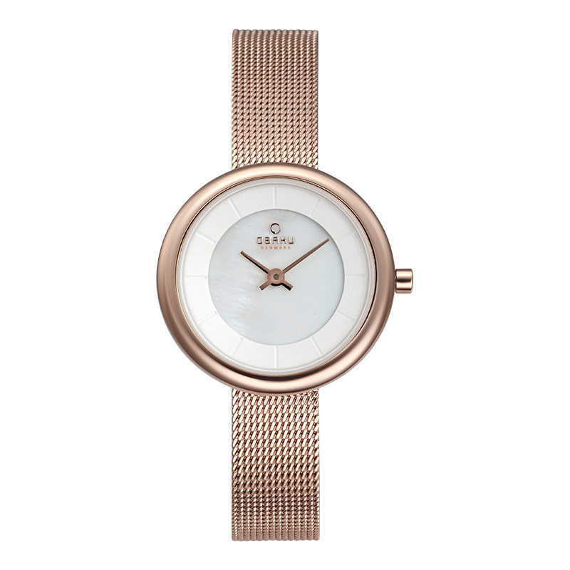 Jual Jam Tangan Wanita Obaku V146LXVWMV Stille Rose White MOP Dial Rose Gold Mesh Strap Shopee Indonesia