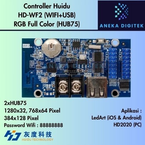 Jual Controller Huidu HD-WF2 Wifi RGB Full Color Running Text Panel P10 ...