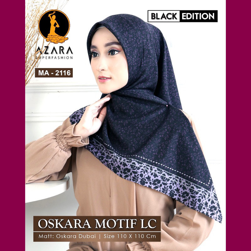Jual PIN 10 HIJAB SEGI EMPAT OSKARA MOTIF DASARAN HITAM BARU 2024 LC ...