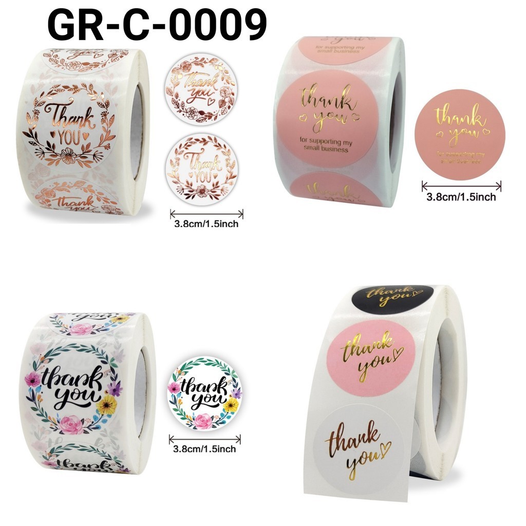 Jual GR-C-0009 Stiker sticker thank you besar pink coklat biru hitam ...