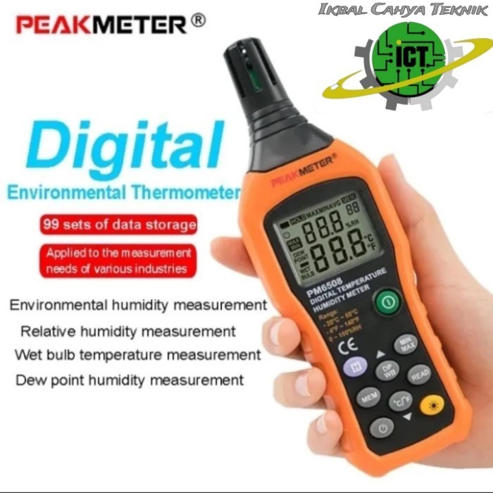 Jual Jual! Temperatur Humidity Meter Peakmeter Pm6508 Wet Bulb Dew ...