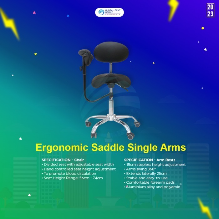 Jual Gercep Dental Chair/Dentist Saddle Stool Armrest Single Arm