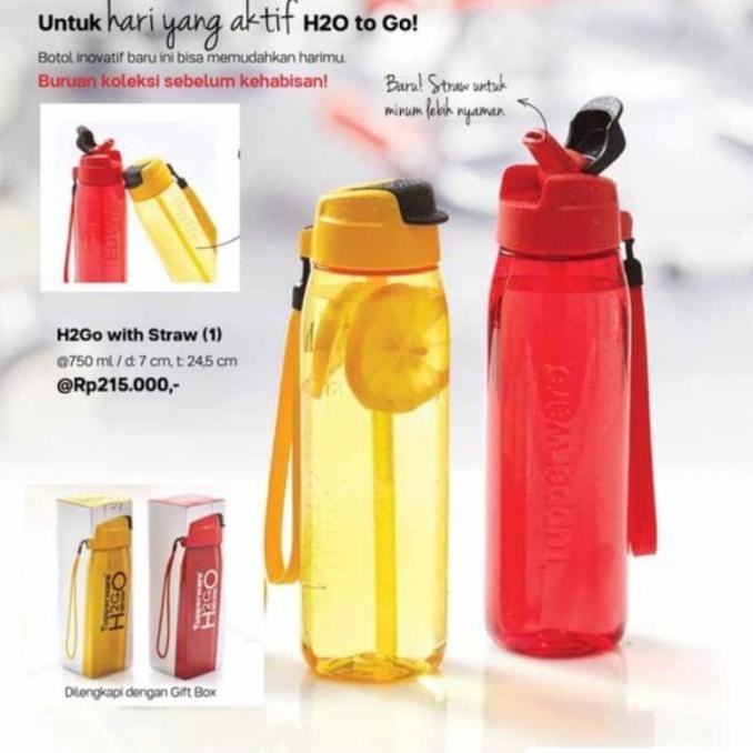 Jual BOTOL MINUM TUPPERWARE H2GO WITH STRAW 750ML - H2GO WITH STRAW ...