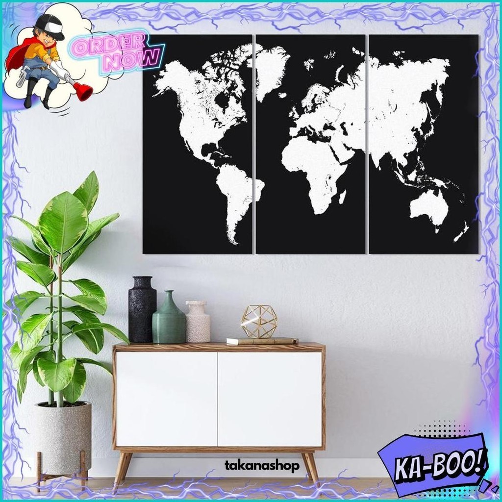 Jual [90X60Cm] Wall Decor Hiasan Poster Dinding Desain Peta Dunia World ...