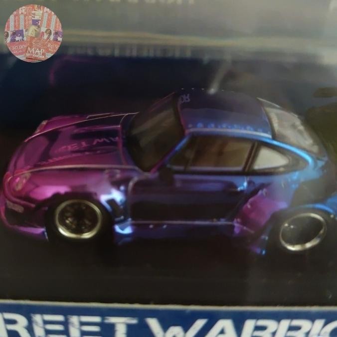 STREET WARRIOR SW 1/64 Porsche RWB 993 Voiture De Sport Noire Moulée