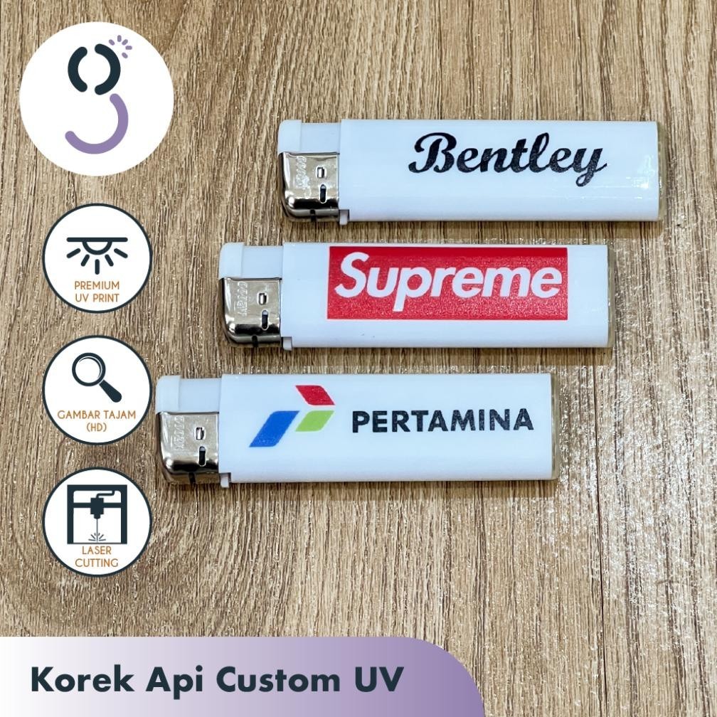 Jual Stok Banyak Korek Api Gas Custom Uv Sisi Print Logo Nama Mancis Cetak Promosi