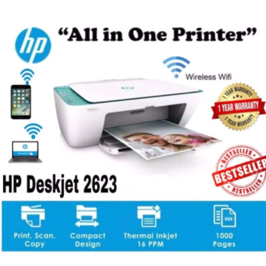 Jual Ready Printer Hp Deskjet 2623 wireless (Wifi, Scan, Copy, Print ...