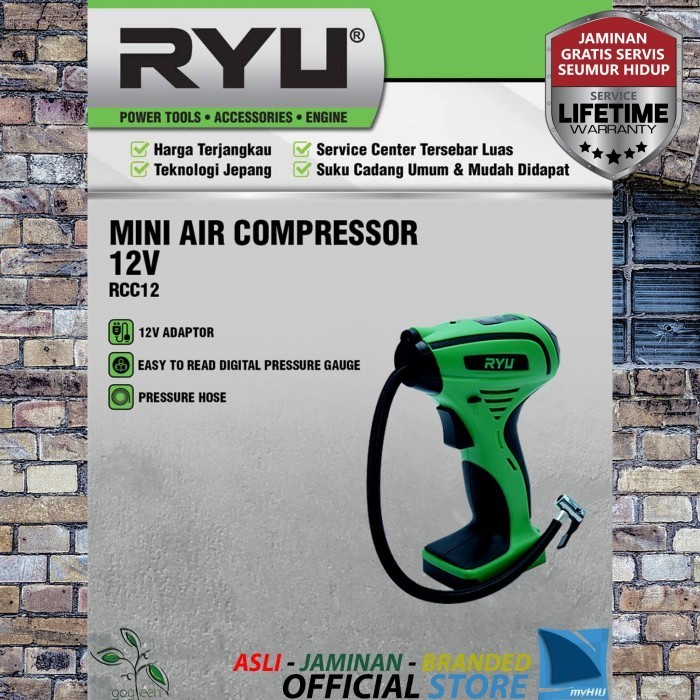 Jual Pompa Mini Kompresor Ban Mobil Tenaga Lighter Aki DC RCC12 RYU K01 ...