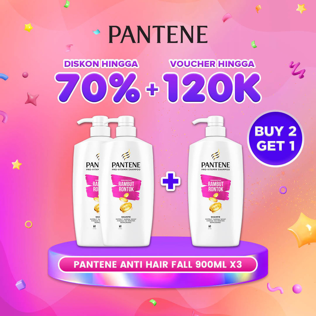Jual Pantene Sampo Perawatan Rambut Rontok Pro-V 900ml x3 / Pantene ...