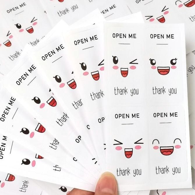 Jual Stiker Label Open Me Sticker Thank You Box Sticker Label Isi 100 ...