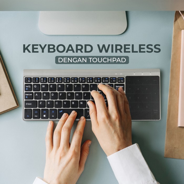 Jual Keyboard Wireless QWERTY dengan Touchpad - Black | Shopee Indonesia