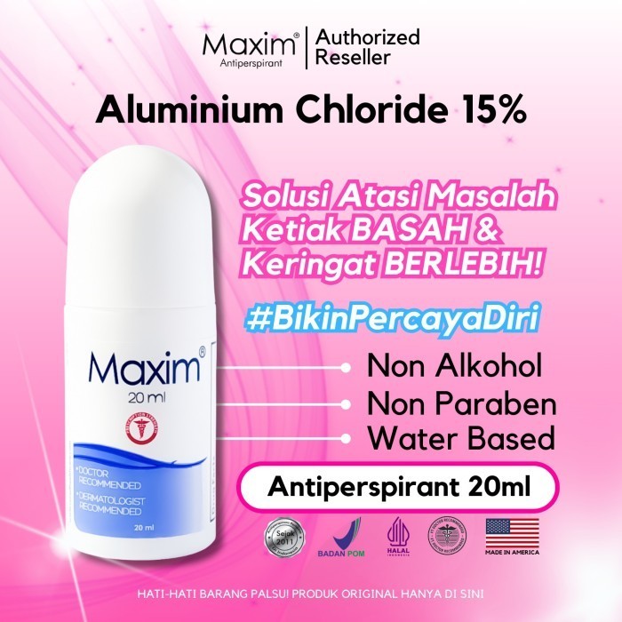 Jual Maxim Antiperspirant Deodorant 20ml Roll On Obat Ketiak Basah