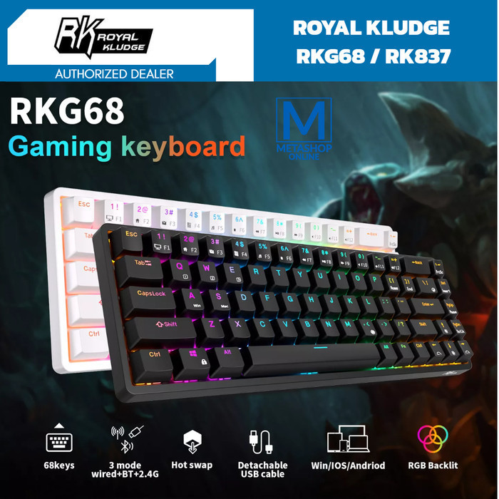 Jual Royal Kludge Rkg68 Rk837 65% Mechanical Keyboard Gaming Hotswap ...