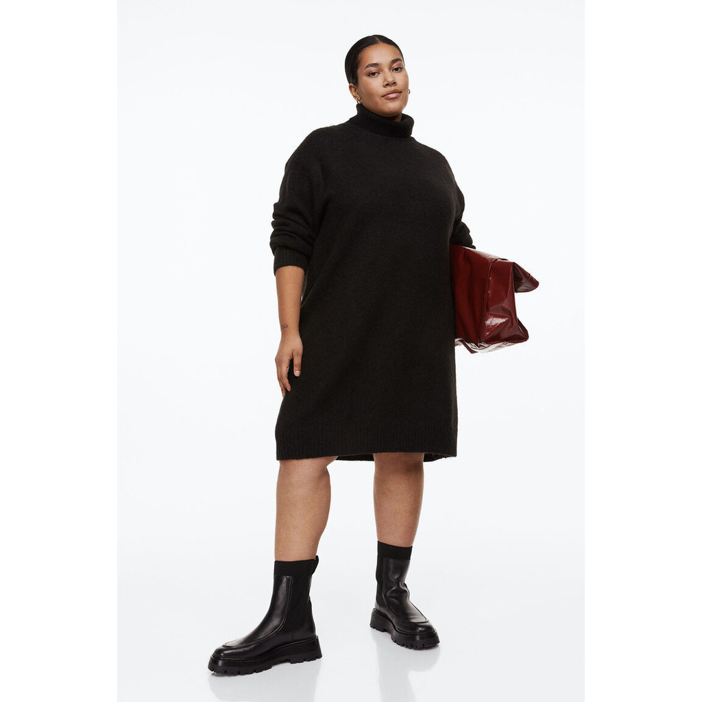 Jual H&M Wanita H&M+ Knitted polo-neck dress | Shopee Indonesia