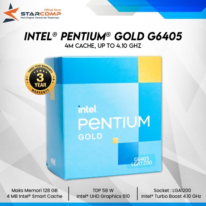 Jual Intel Pentium Gold G6405 Lga 1200 Gen 11 Box Garansi Resmi ...