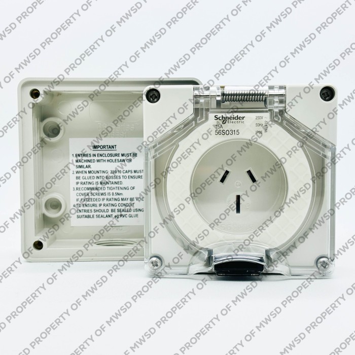Jual SCHNEIDER KOTAK KONTAK IP66 3 PIN PIPIH 15A 250VAC S56SO315GY ...