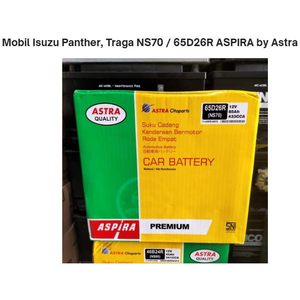 Jual AKI MOBIL ASPIRA NS70 ORIGINAL ASTRA | Shopee Indonesia
