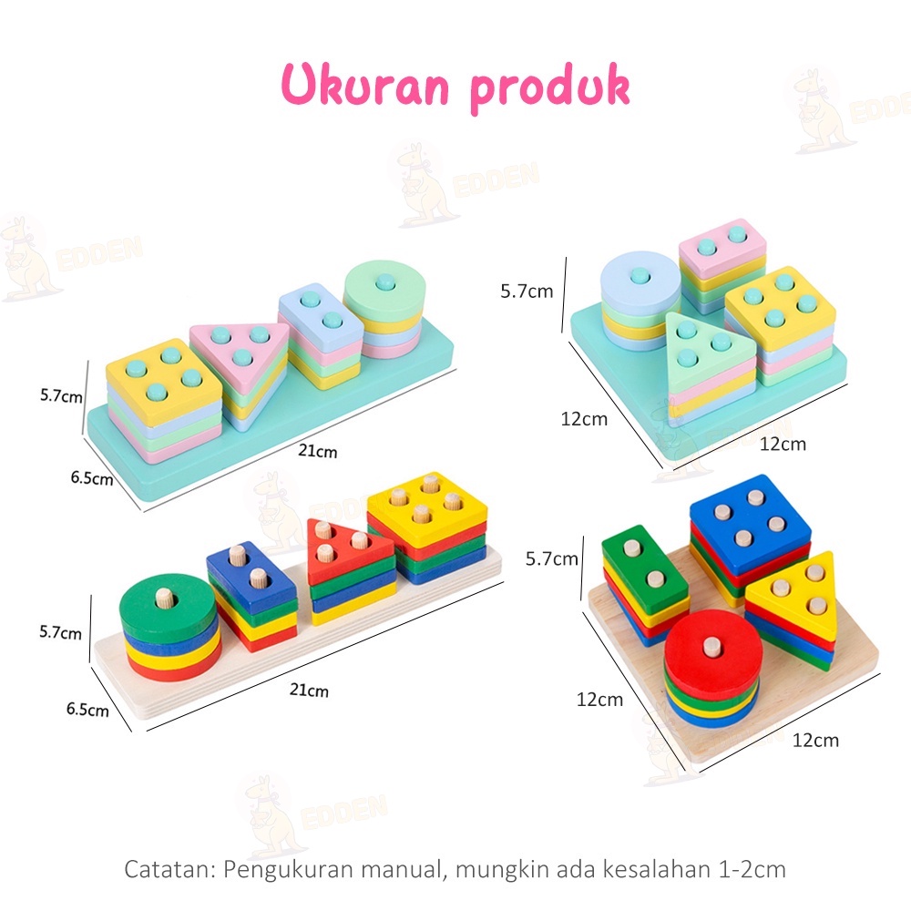 Jual Edden Matching shape mainan kayu Wooden toys Mainan kayu anak ...