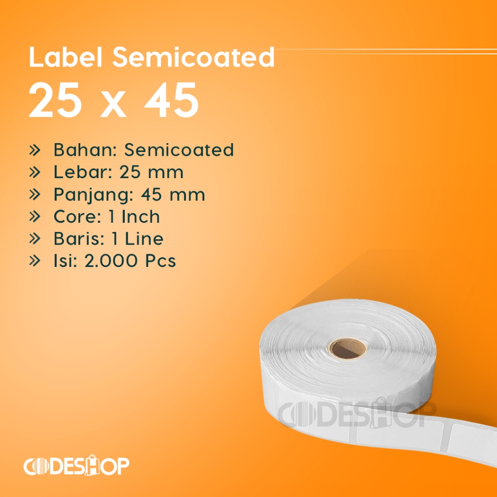 Jual 1 Dus 24 Roll Label Barcode 24 x 45 Direct Thermal 25x45mm 2000 ...