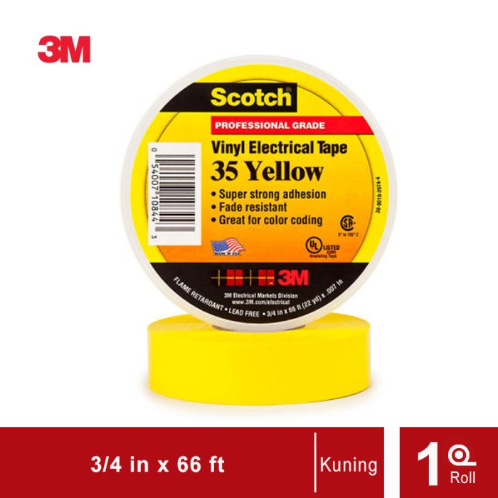 Jual 3M Scotch 35 Vinyl Color Coding Electrical Tape 3/4 inch x 66 ft