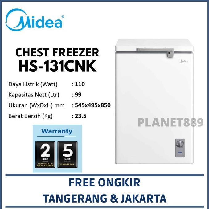 Jual MIDEA HS 129 C CHEST FREEZER BOX HS131CNK LEMARI PEMBEKU 100 LITER
