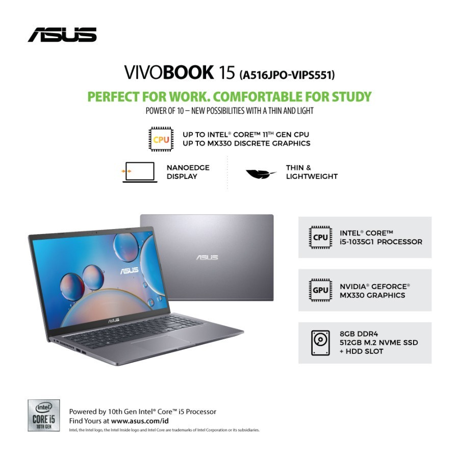 LAPTOP ASUS VIVOBOOK 13 14 15 INTEL CORE i5 AMD RYZEN GARANSI RESMI  ASUS INDONESIA BISA CICILAN 0%