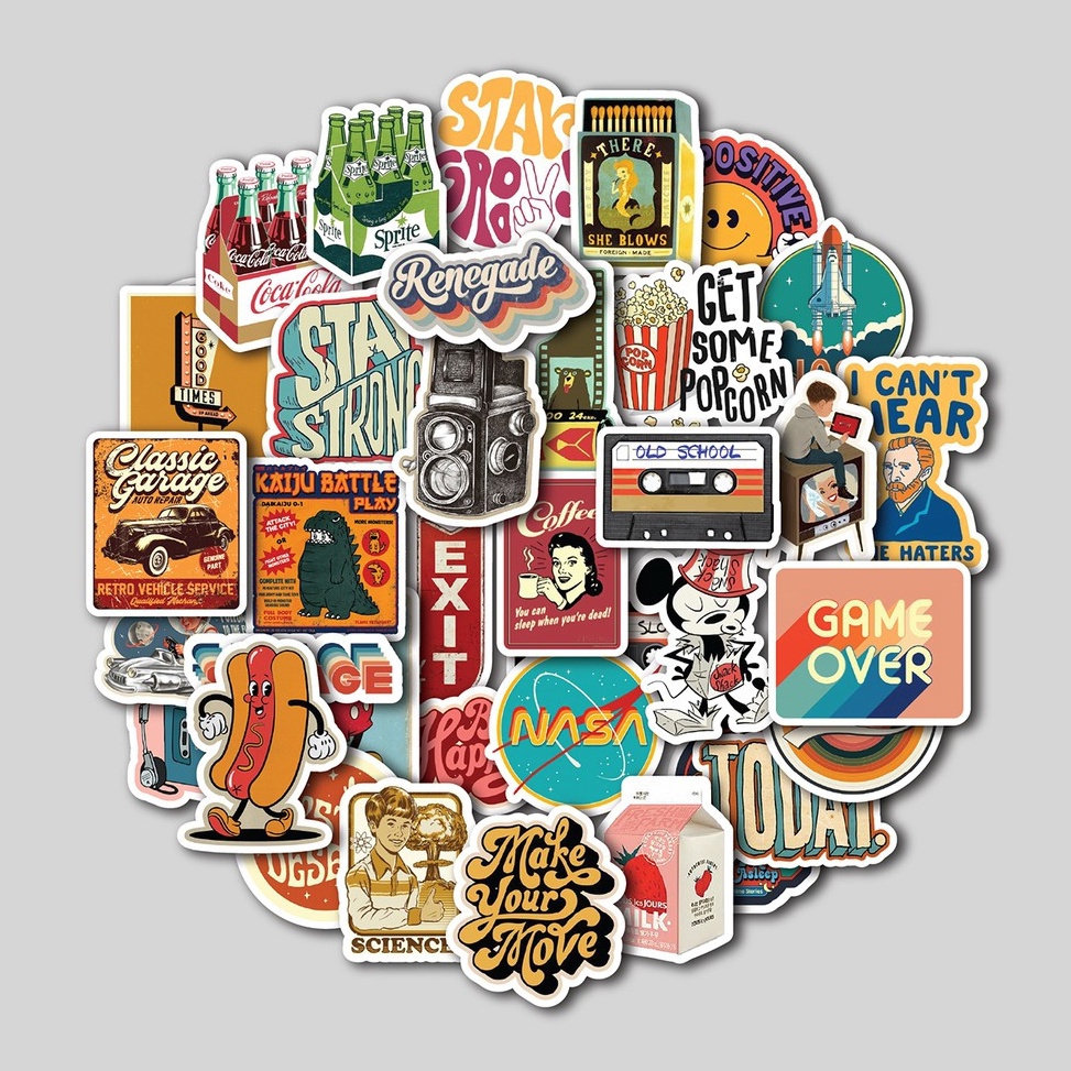 Jual Siap Kirim.. STICKER PACK RETRO VINTAGE | STICKER TUMBLER | STIKER ...