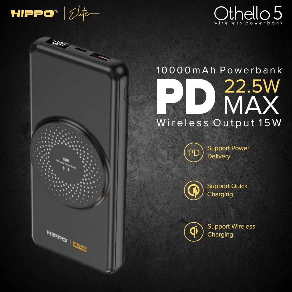 Hippo Elite PowerBank Othello 5 PD 22.5W 10000mAh MagSafe Magetic Wireless 15W Charger Charging 5 Port Output