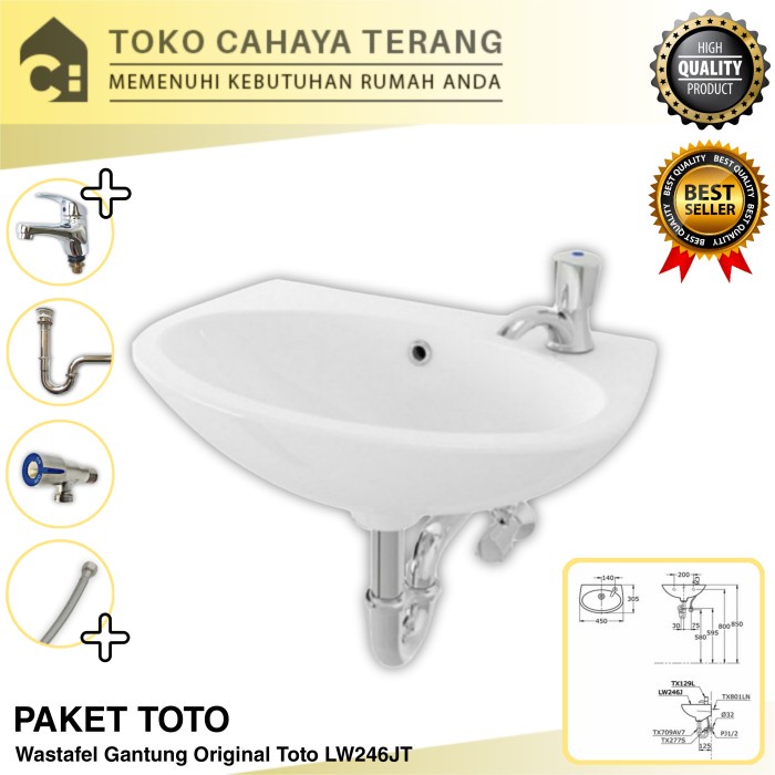 Jual Paket Toto Wastafel Gantung Lw246j Komplit Wastafel Toto Wastafel Shopee Indonesia 7641