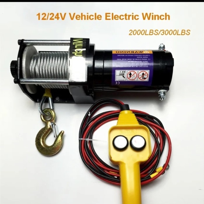 Jual Winch Atv Hoist 12Volt 3000Lbs 1500Kg, Winch Atv 2000Lbs 1100Kg