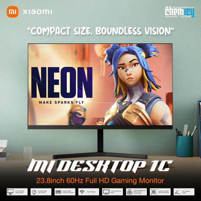 Jual Xiaomi Mi Desktop Monitor 1C 23.8inch 60Hz LED Gaming Monitor ...