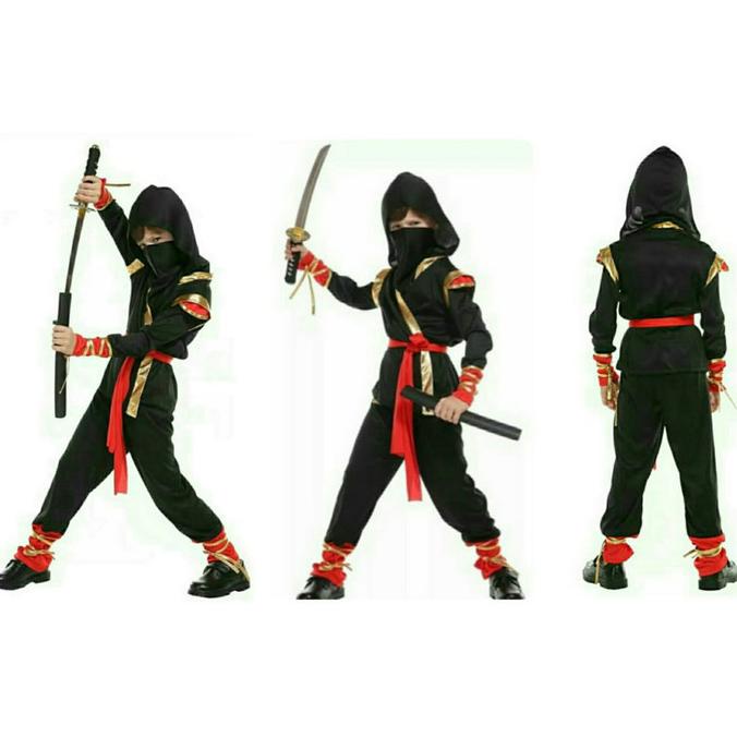 Jual KOSTUM Cosplay NINJA 03 Hitam Merah Gold Baju Halloween Karakter ...