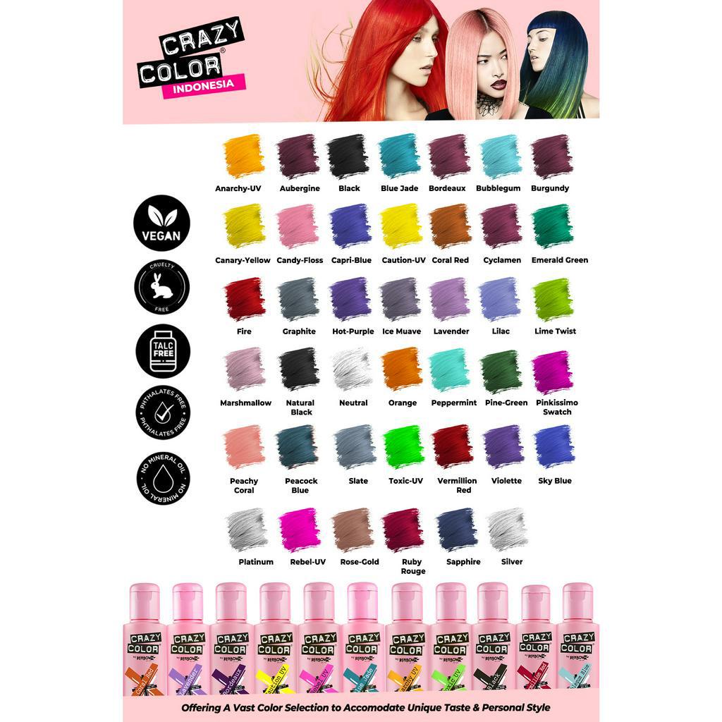 Jual Crazy Color Semi Permanent Hair Color Cat Rambut Pewarna Rambut ...
