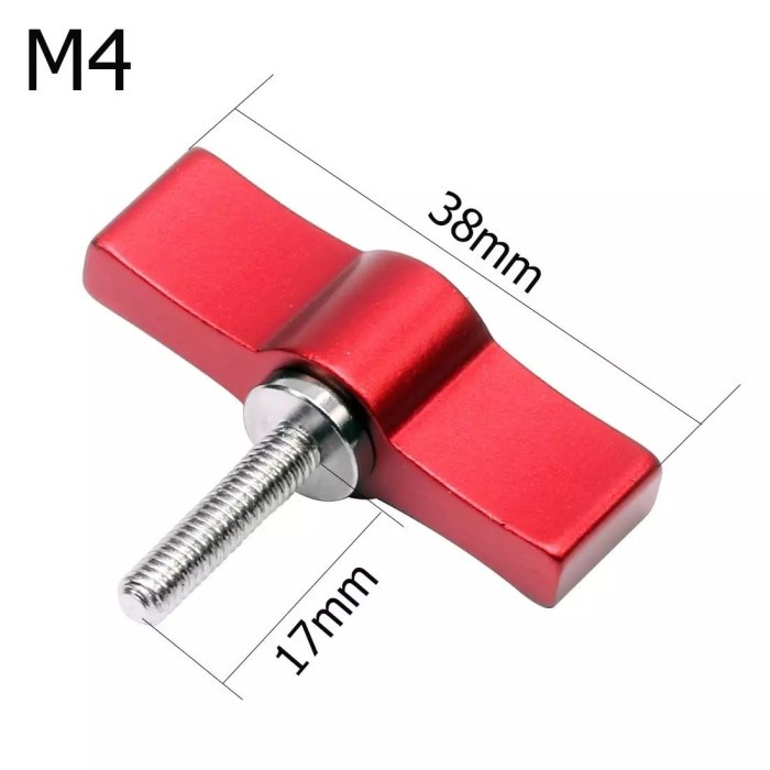 Jual Screw Handle for Tshaped Thumb RED 17mm Lever Knob M4 Clamp Rotating Shopee Indonesia