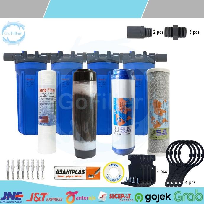 Jual PAKET FILTER AIR 4 TAHAP BAU BESI MANGAN KUNING KOTOR KERUH SUMUR