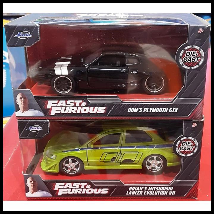 Modellino Auto Brian Mitsubishi Lancer Evo II - Scala 1:24, Dal Film Fast And Furious, Colore Verde/giallo, Con Portiere Apribili