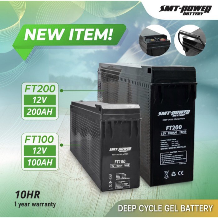 Jual BATTERY SMT POWER FT100 12V 100AH DEEP CYCLE GEL BATTERY SOLAR ...
