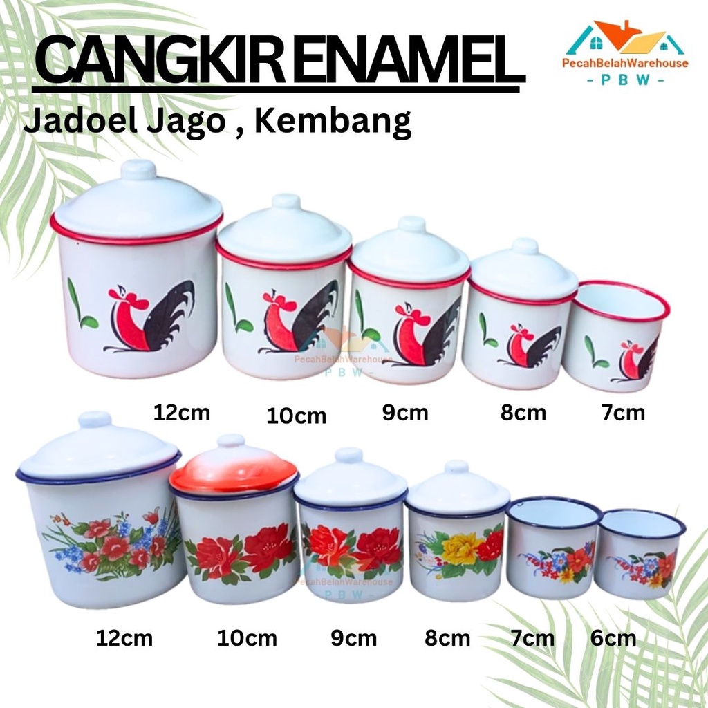 Jual Cangkir Seng Enamel Jadul Kembang Jago 7cm 8cm 9cm 10cm 12cm Cangkir Jadul Souvenir 2361